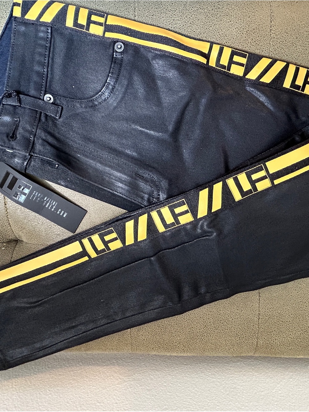 LF Marked Black Women's Jeans with Yellow Side Stripe